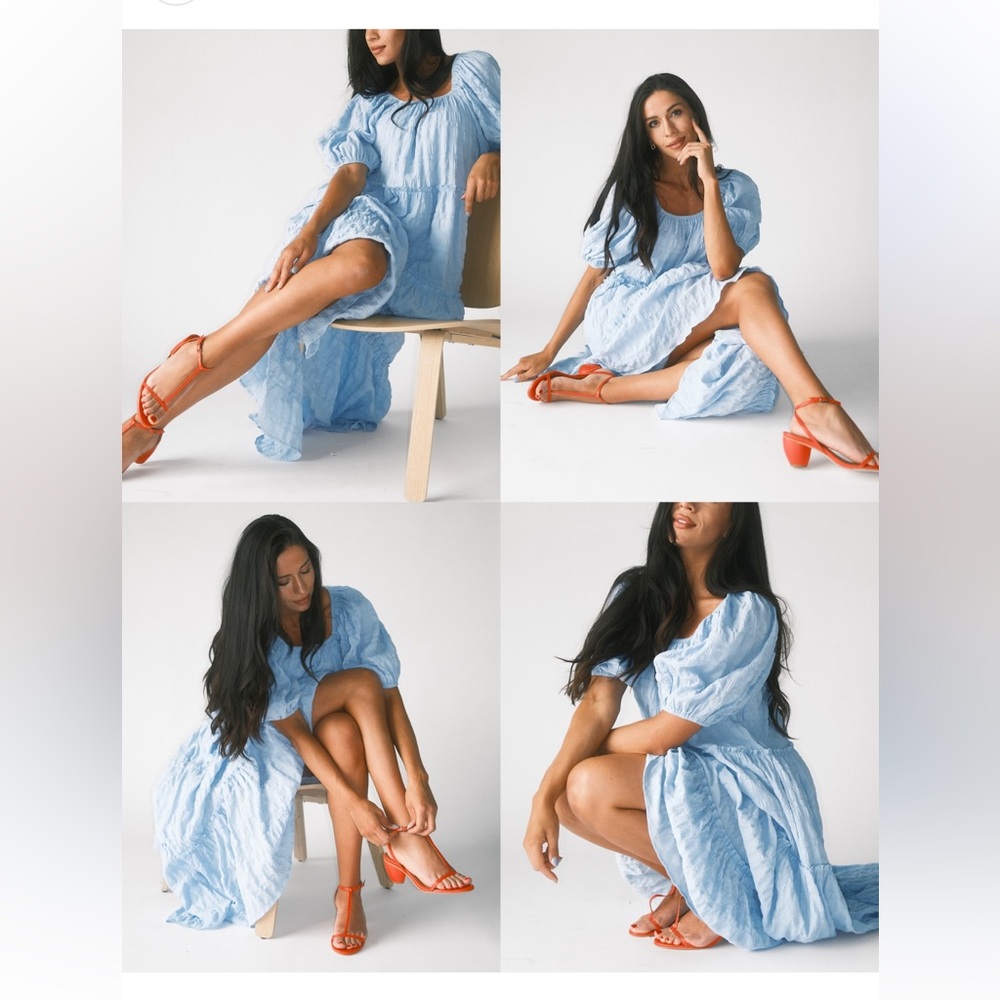 Shop Zoco daymaker dress // baby blue *zoco exclusive* 
Puff Sleeve Maxi dress